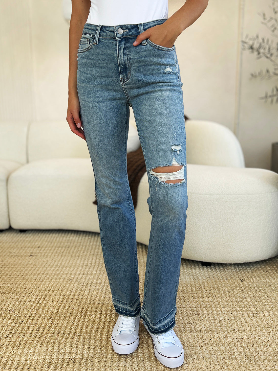 Fashion full ripped jeans