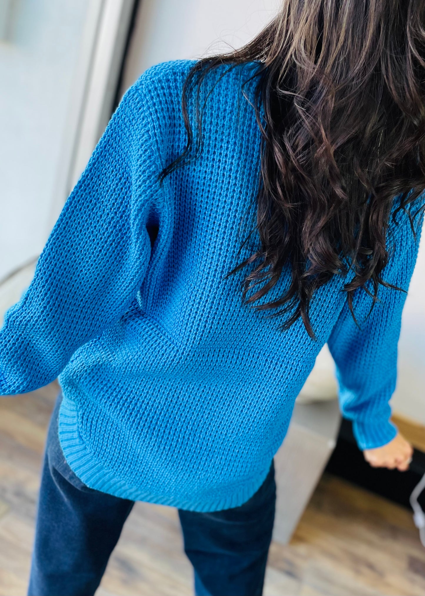 Deep Sky - Round Neck Waffle Sweater