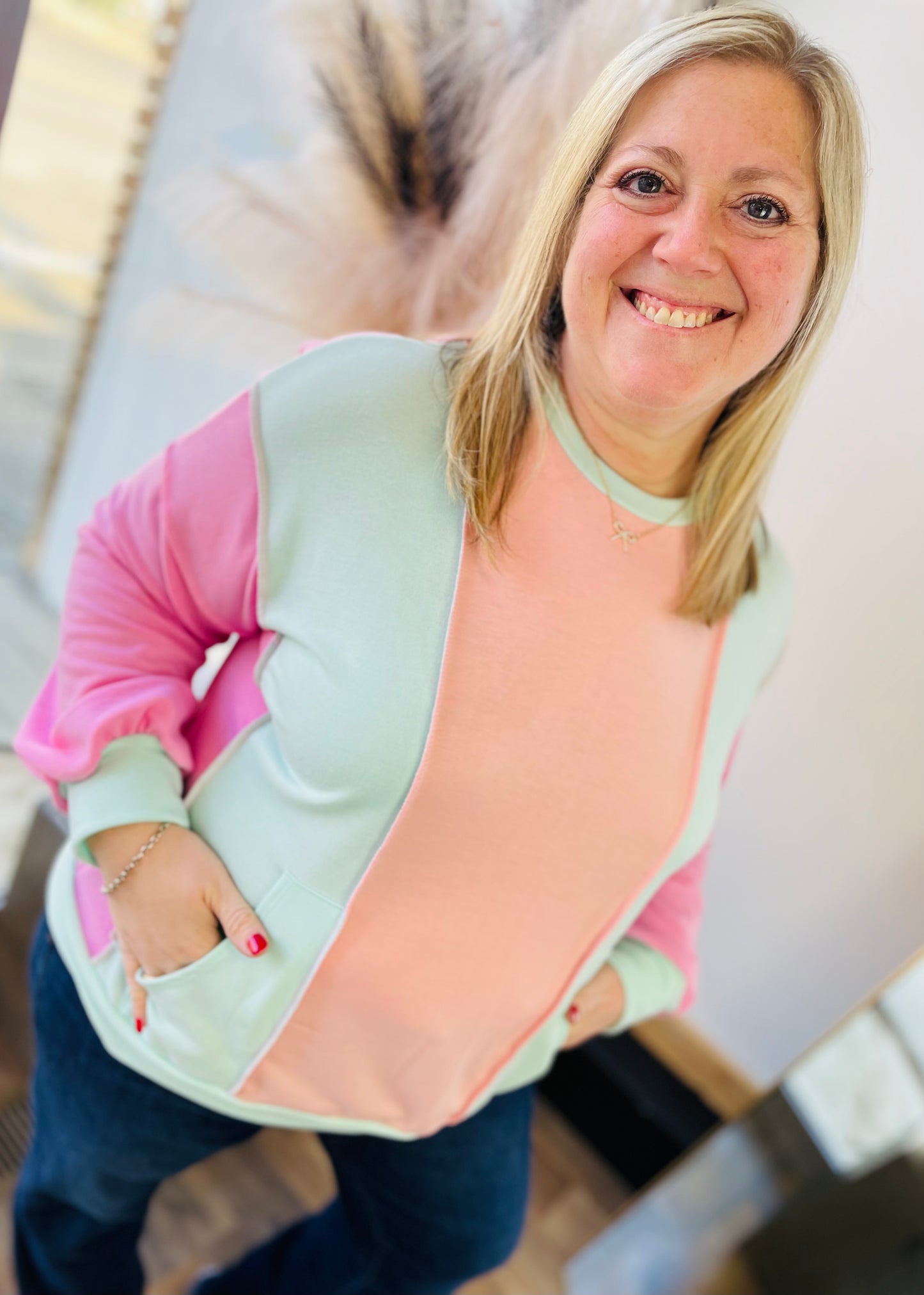 Sherbet Color Block Top