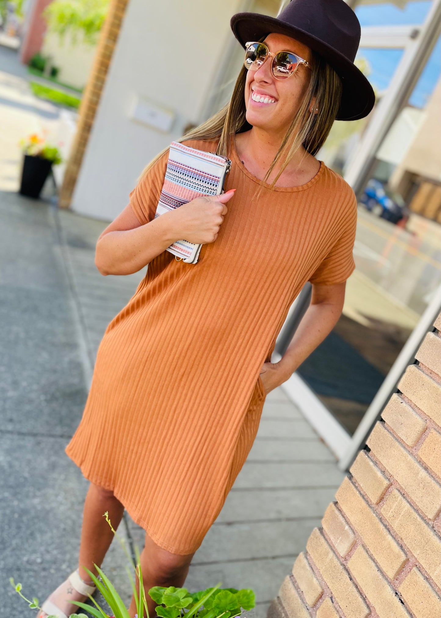 Pumpkin Ribbed Dress