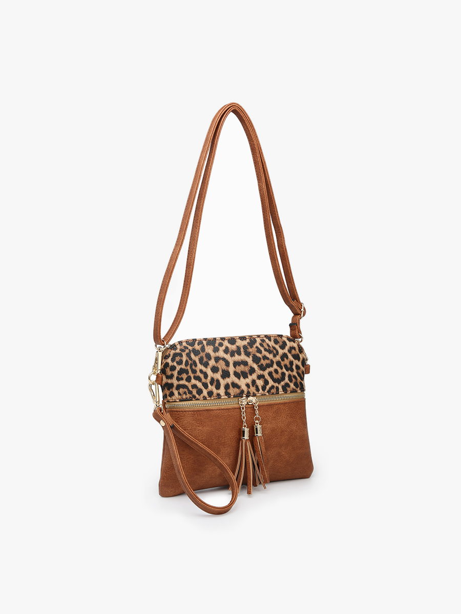 Dark Chocolate Tara Double Zip Crossbody/Wristlet:M1785