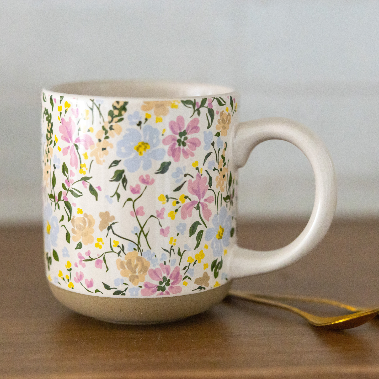 Floral Stoneware Coffee Mug - Spring Home Decor