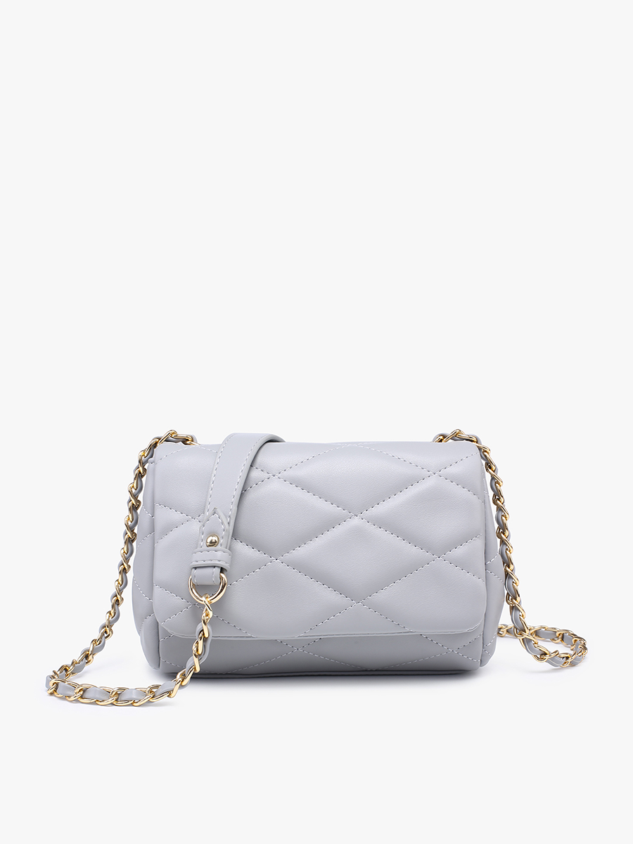 Grey - Prague Quilted Crossbody JN2380 w/ Chain Strap