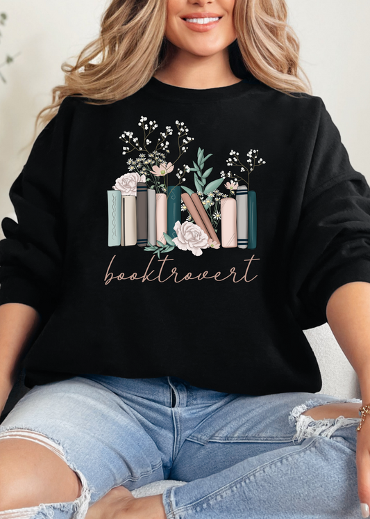 Booktrovert Floral Graphic Tee or Pullover - Made to Order