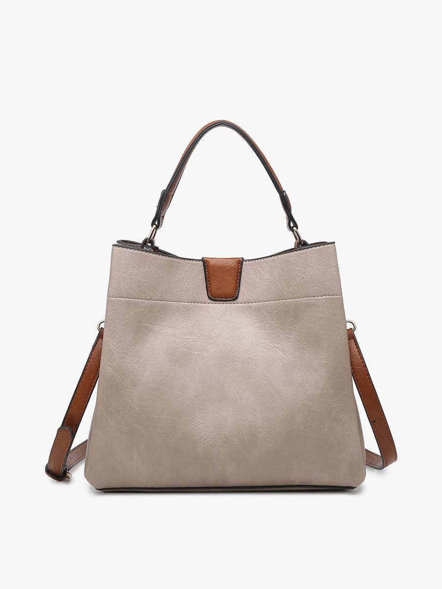 Warm Grey: Tati Monogrammable Satchel w/ Shoulder Strap