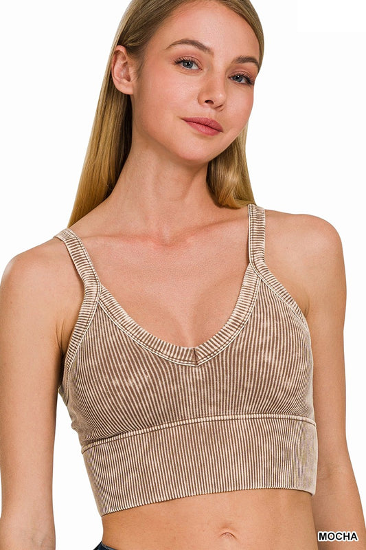 Mocha V-Neck Seamless Cropped Brami