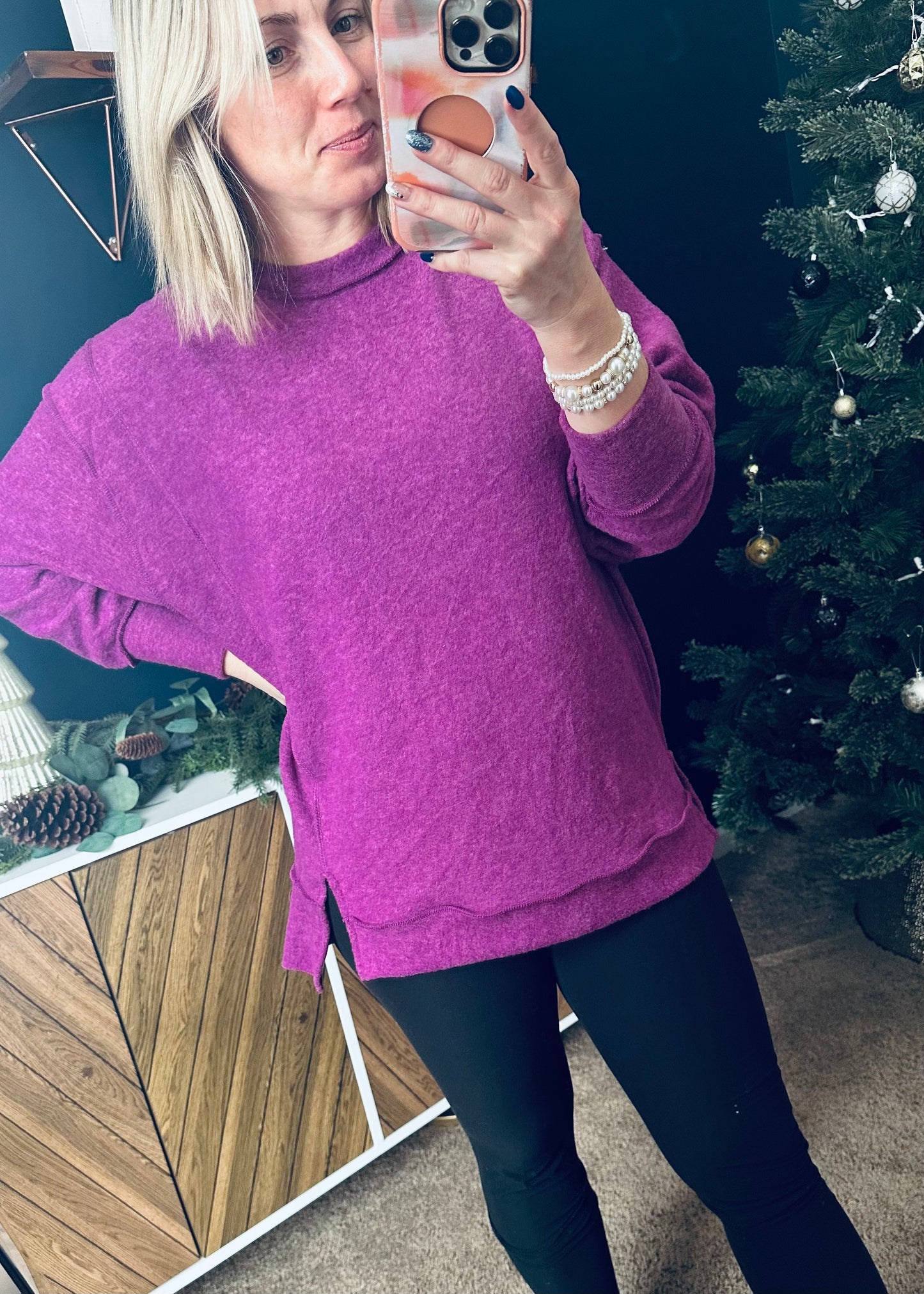 Light Plum - Brushed Melange Oversized Sweater