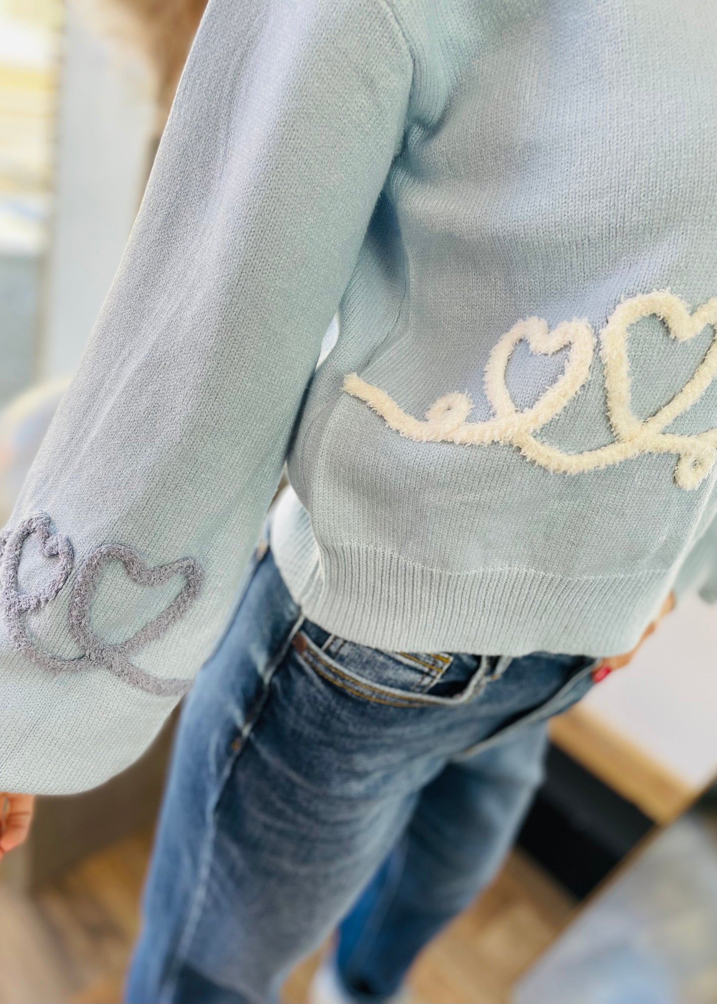 Loopy Heart Sweater - Blue