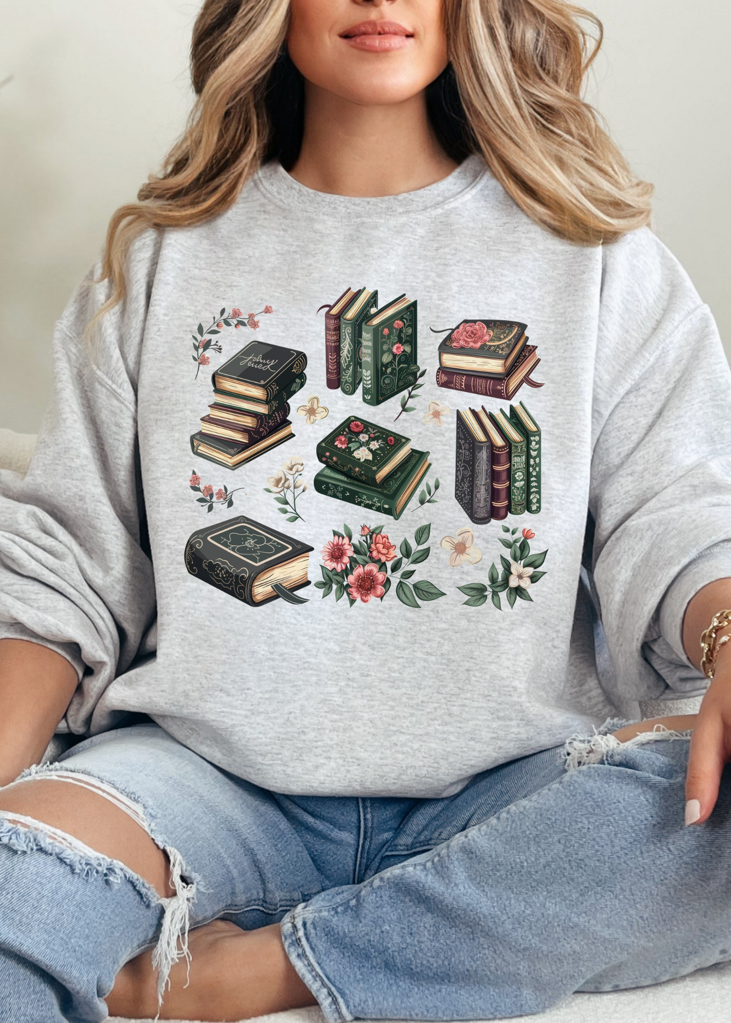 Floral Books Graphic Tee or Pullover - Made to Order