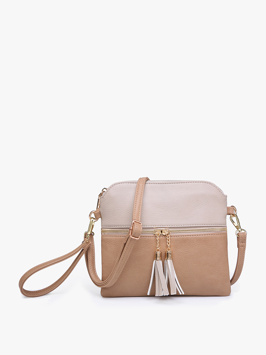 Dark Chocolate Tara Double Zip Crossbody/Wristlet:M1785