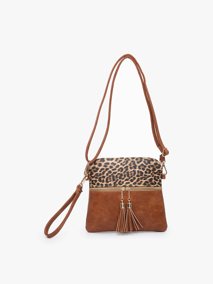 Dark Chocolate Tara Double Zip Crossbody/Wristlet:M1785