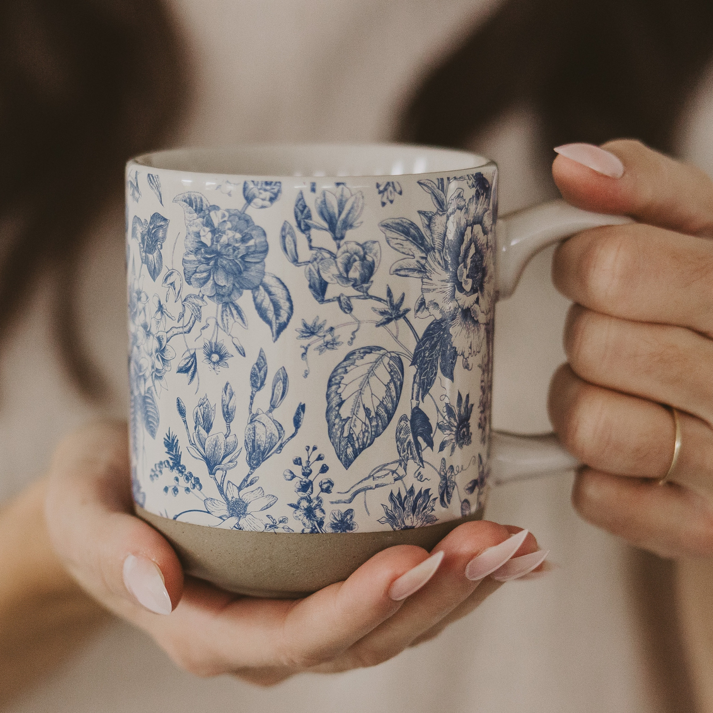 Blue Delft Stoneware Coffee Mug - Spring Home Decor