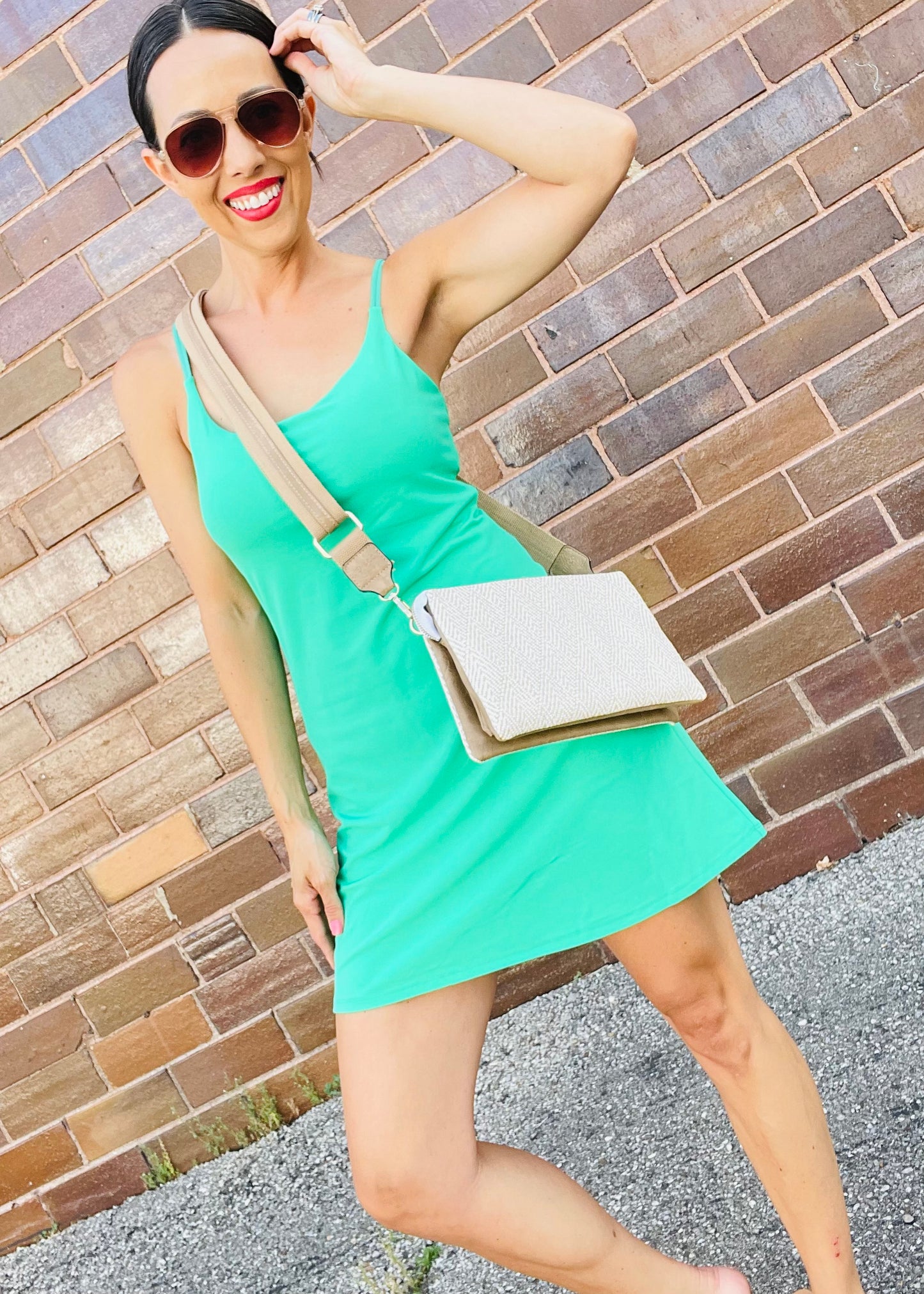 Green- Tennis Dress With Adjustable Straps