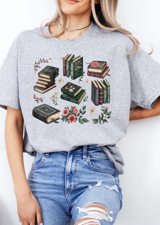 Floral Books Graphic Tee or Pullover - Made to Order