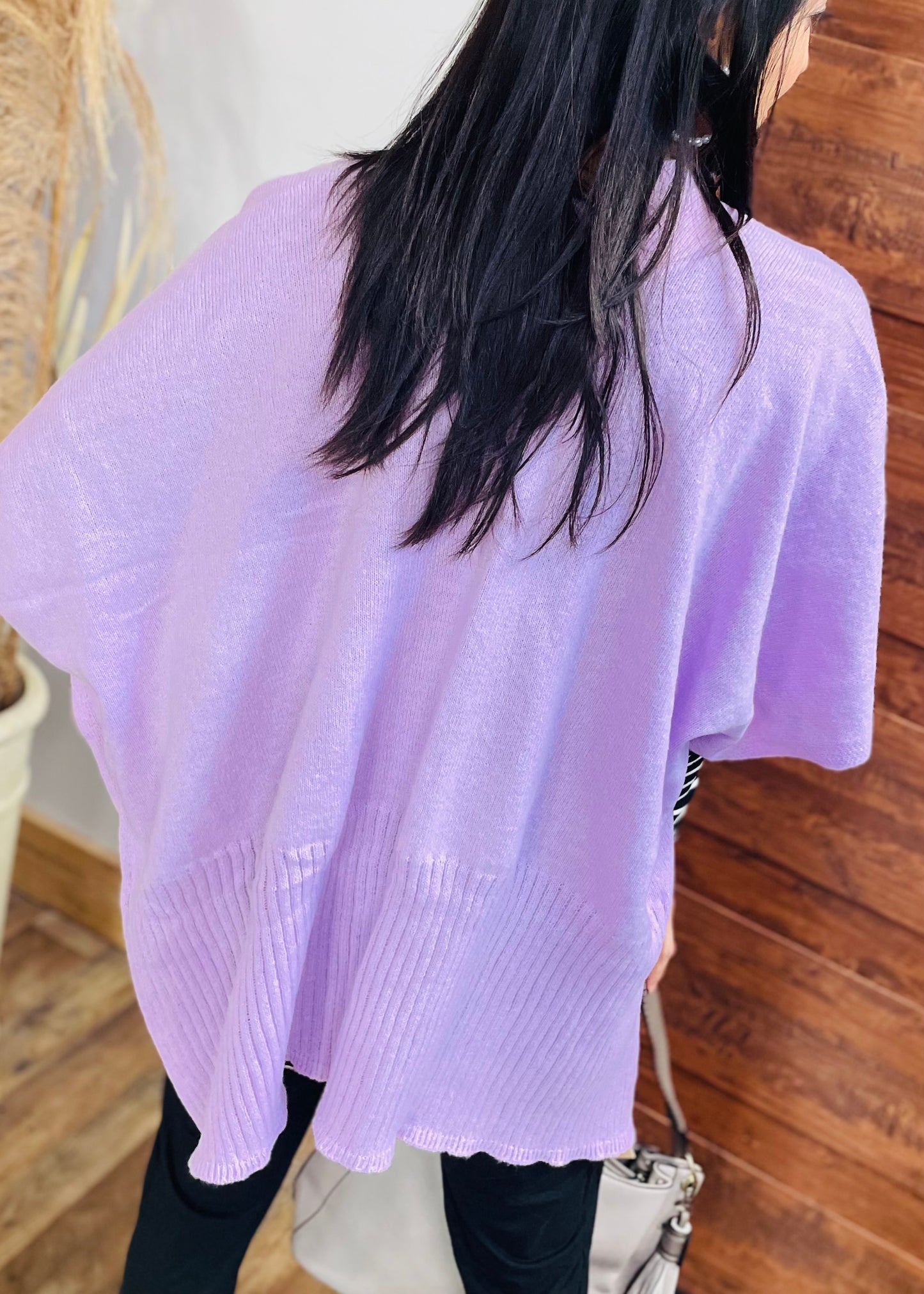 Lavender Knit Vest with Pockets