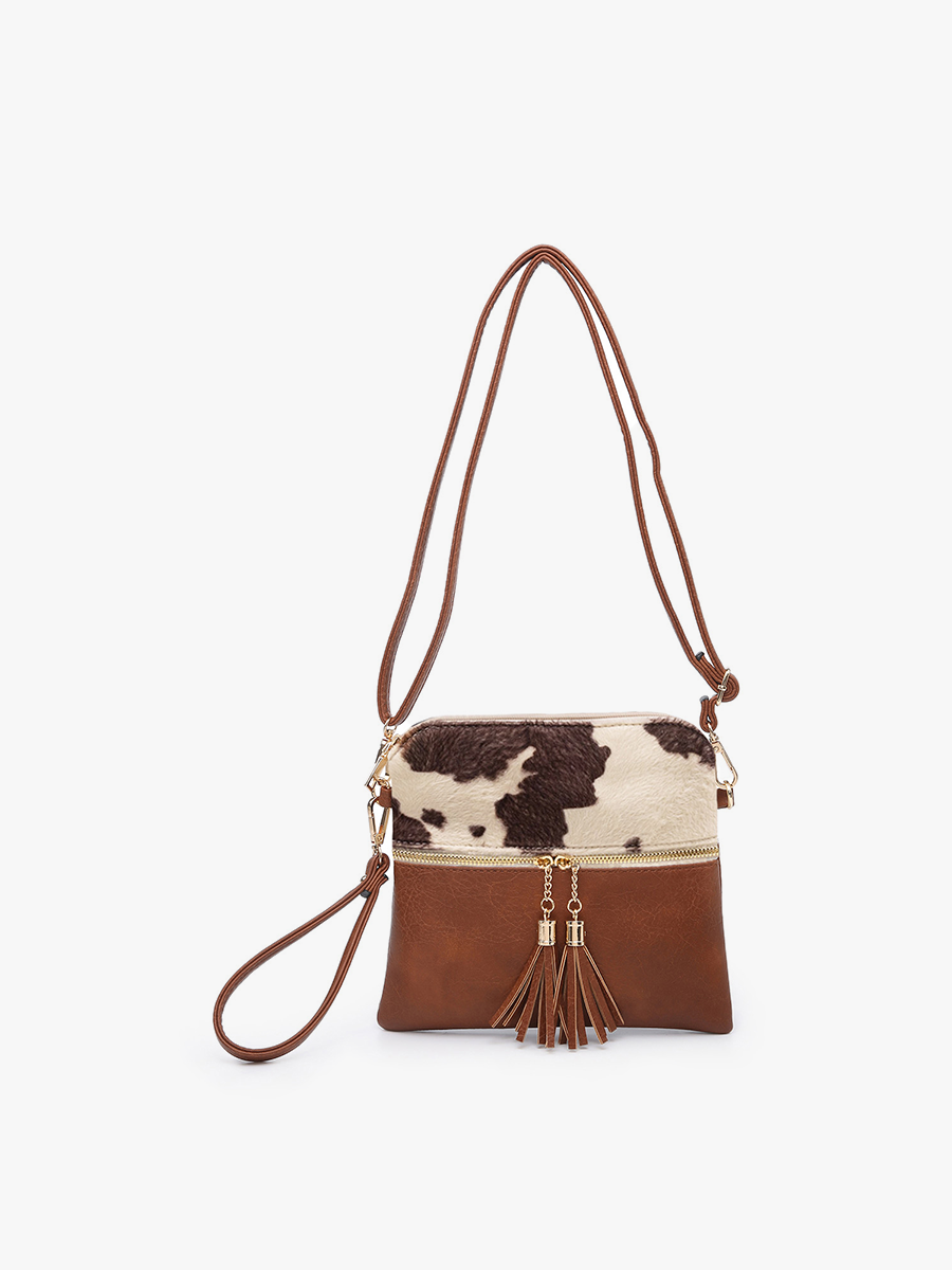 Dark Chocolate Tara Double Zip Crossbody/Wristlet:M1785