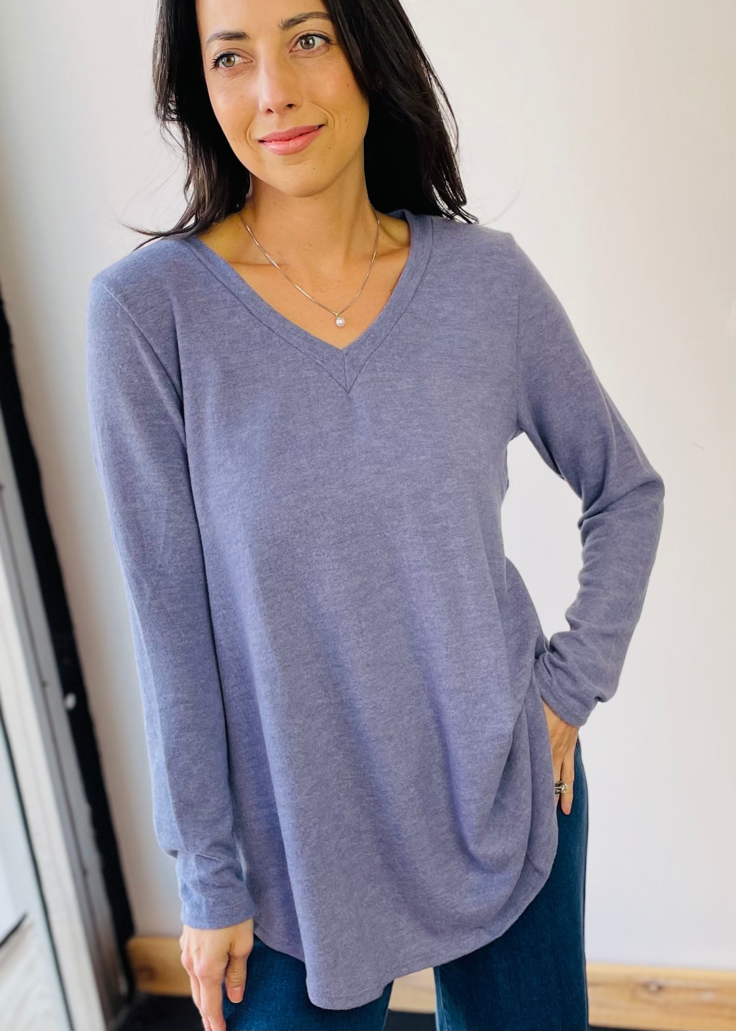 Lavender Butter Soft V Neck Top