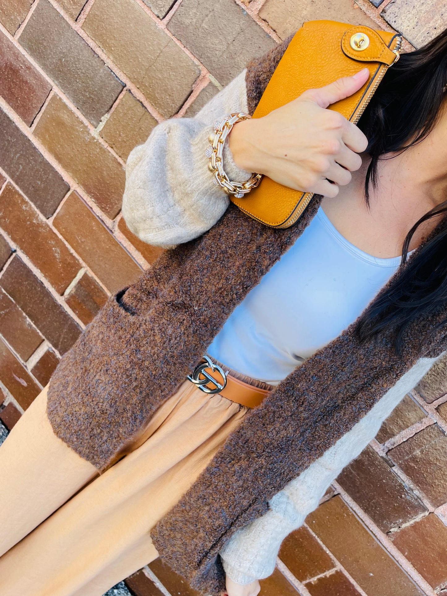 Brown Colorblock Cardigan