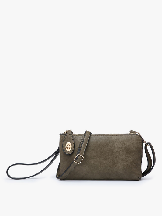 M1818 Kendall Crossbody/Wristlet w/ Twist Lock Closure: Olive