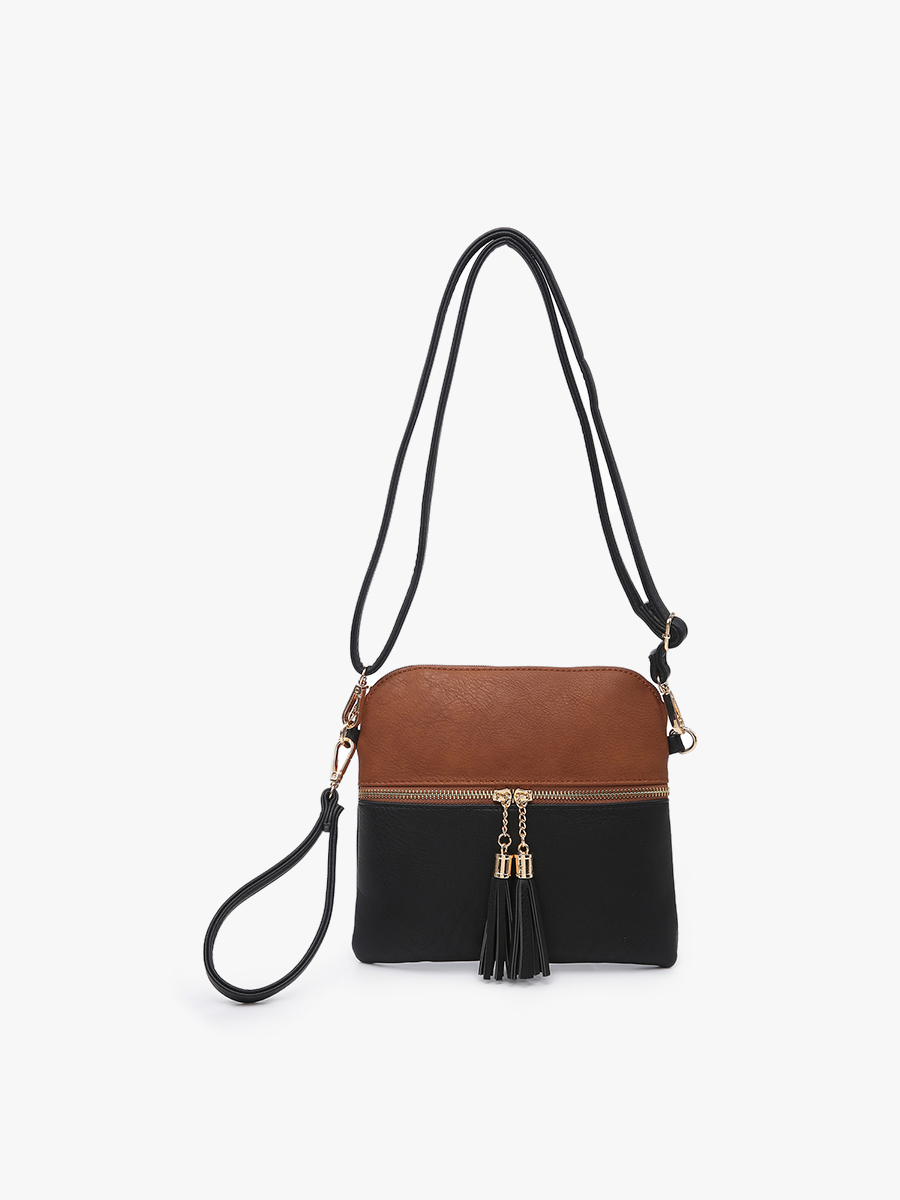 Dark Chocolate Tara Double Zip Crossbody/Wristlet:M1785