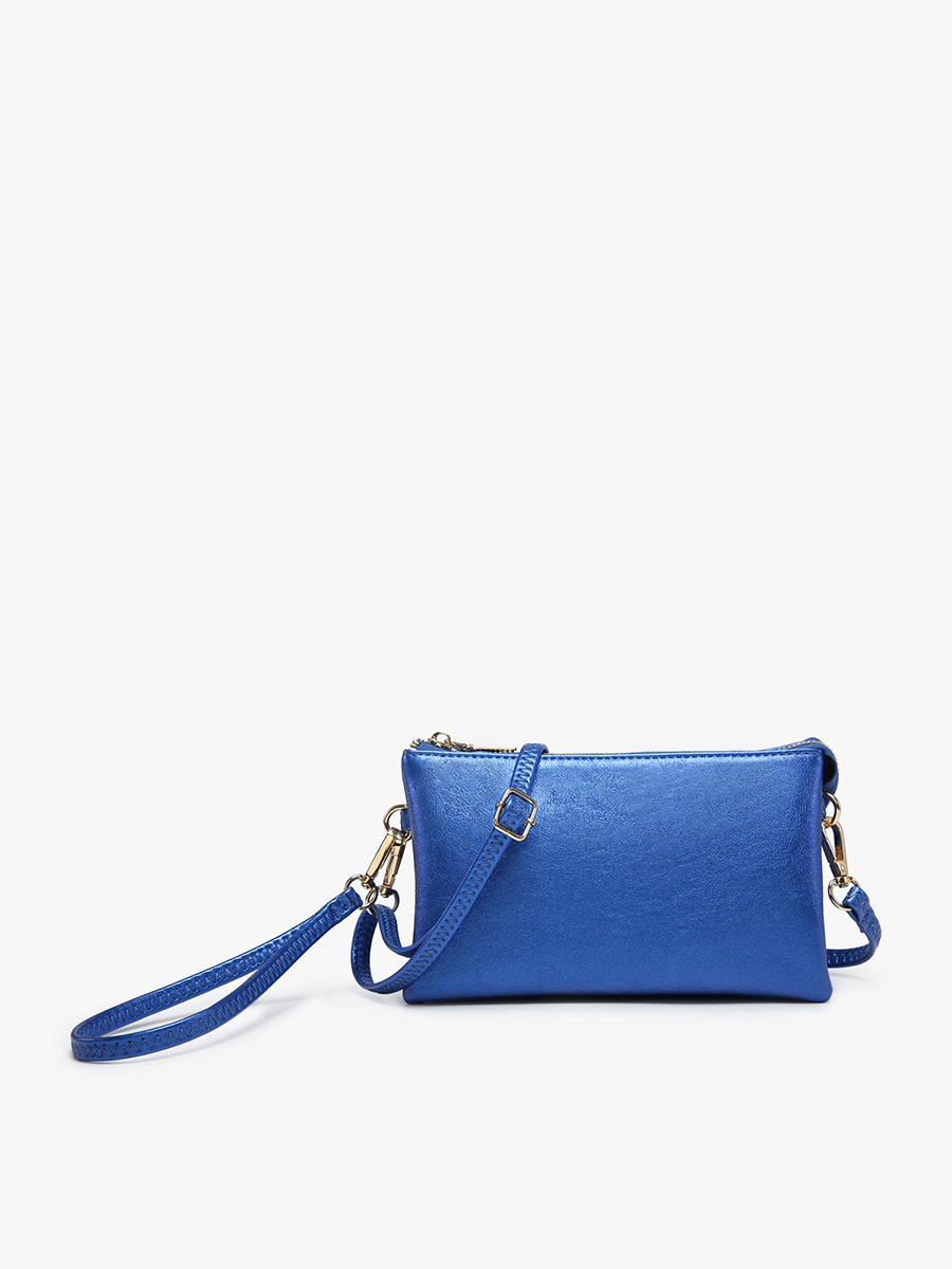 M013 Riley Monogrammable 3 Compartment Crossbody/Wristlet: Blue Agate