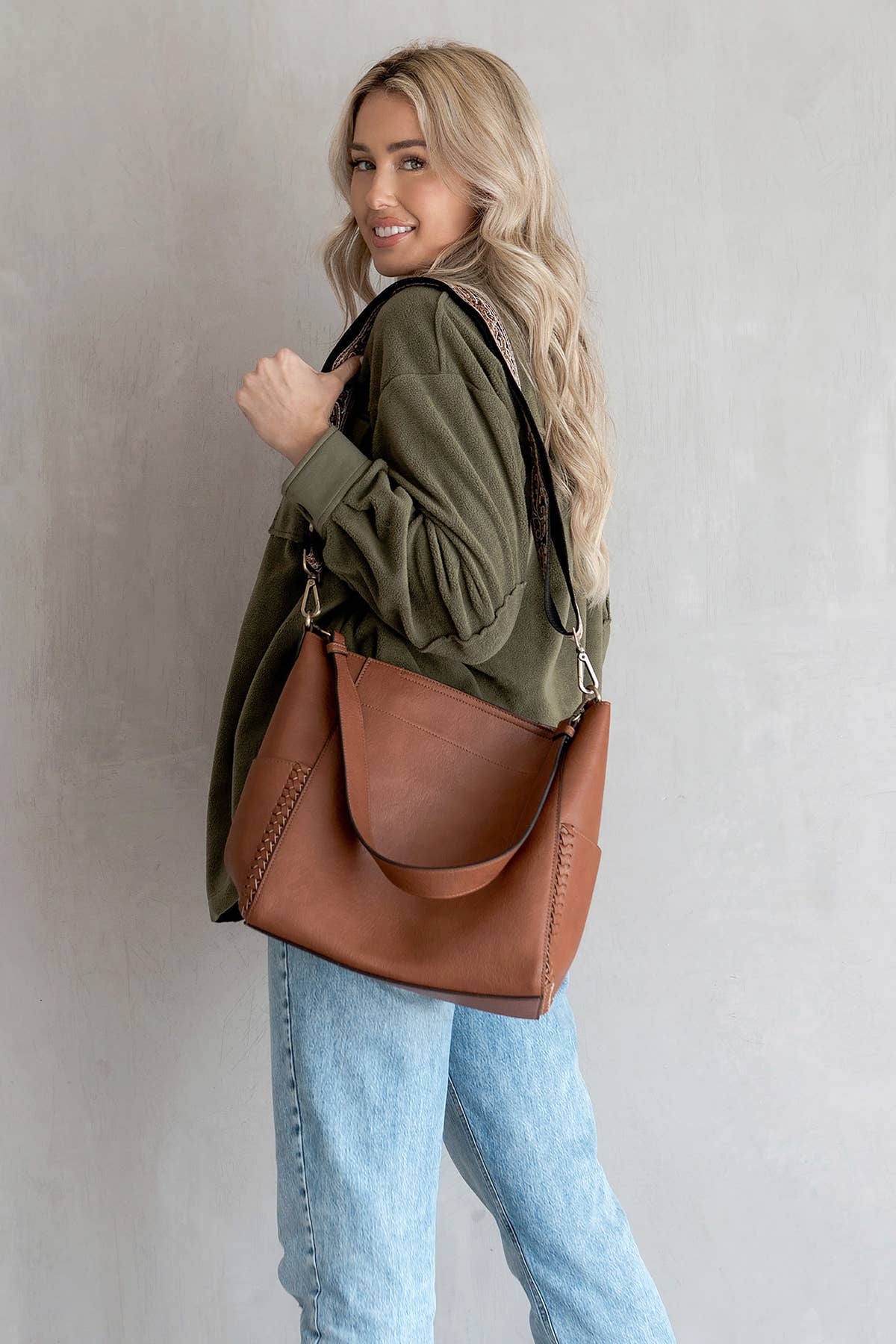 M2070 Penny 2-in-1 Bucket Bag w/ Guitar Strap: Terracotta