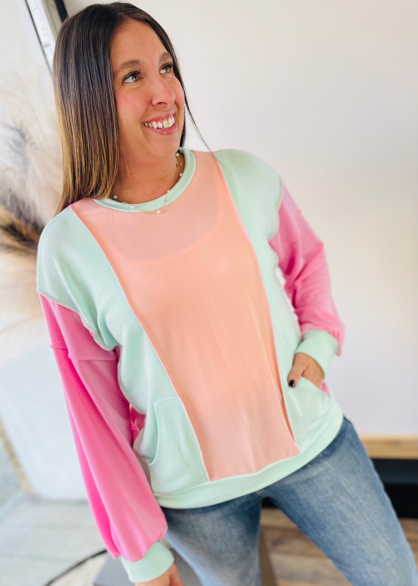 Sherbet Color Block Top