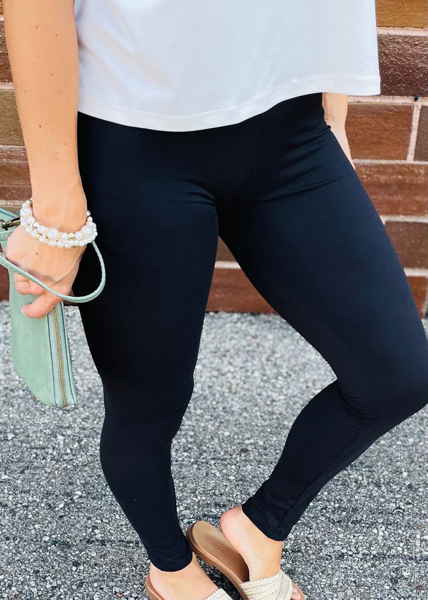 Peach Skin Leggings Black / ONE SIZE