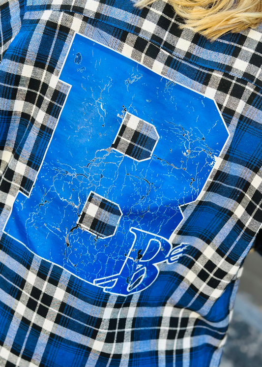 Blue B Brookville School Flannel- Made to Order