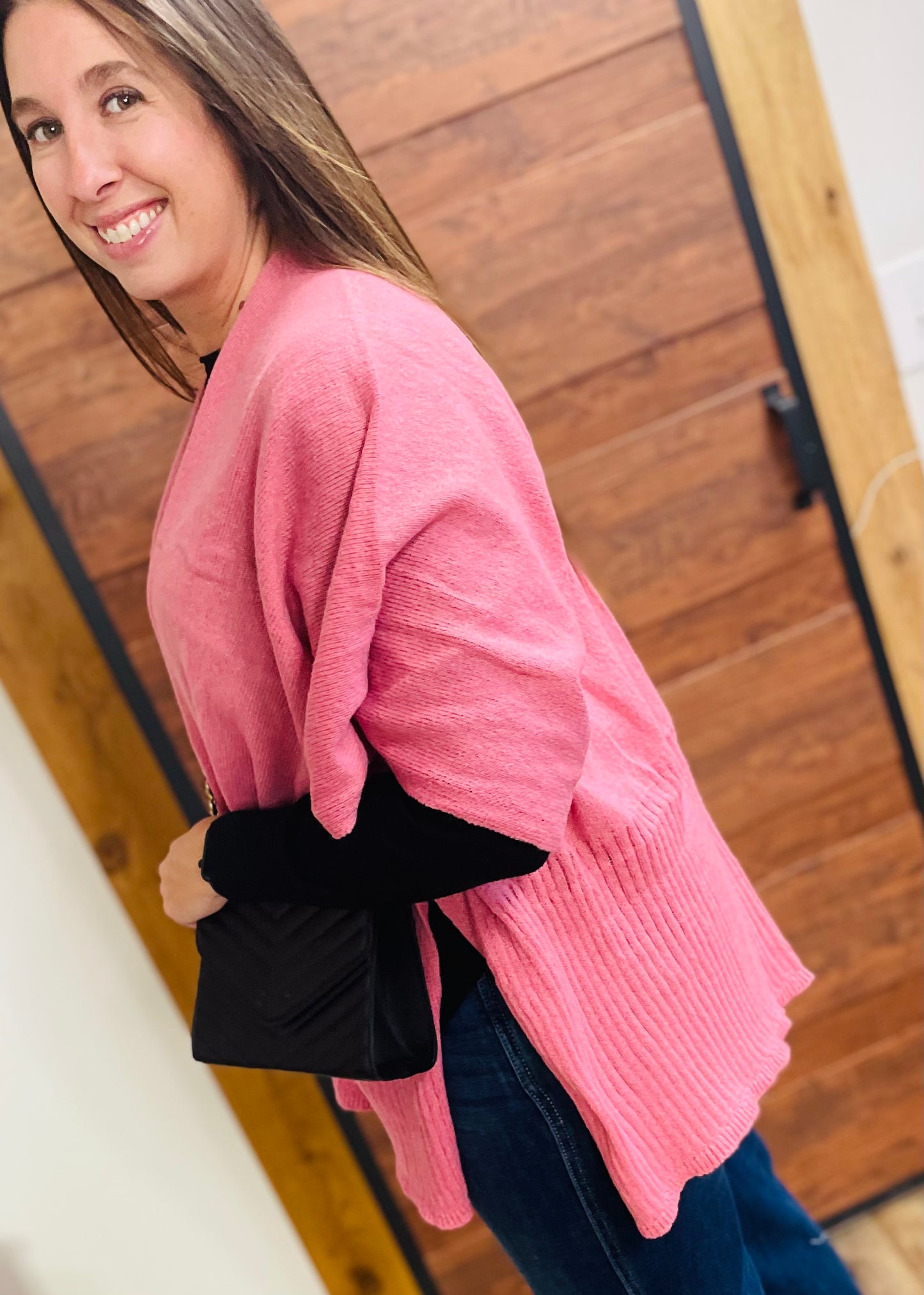 Pink Knit Vest with Pockets