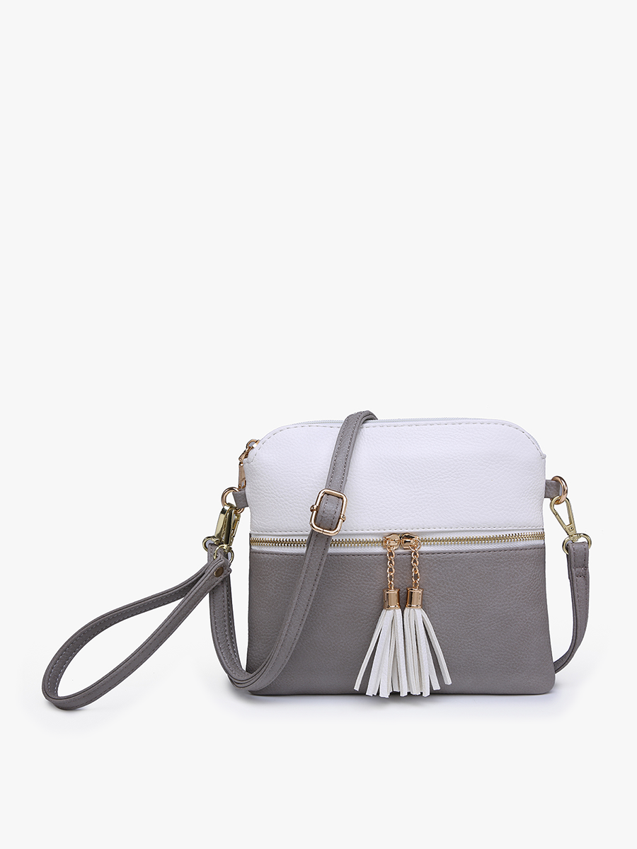 Dark Chocolate Tara Double Zip Crossbody/Wristlet:M1785