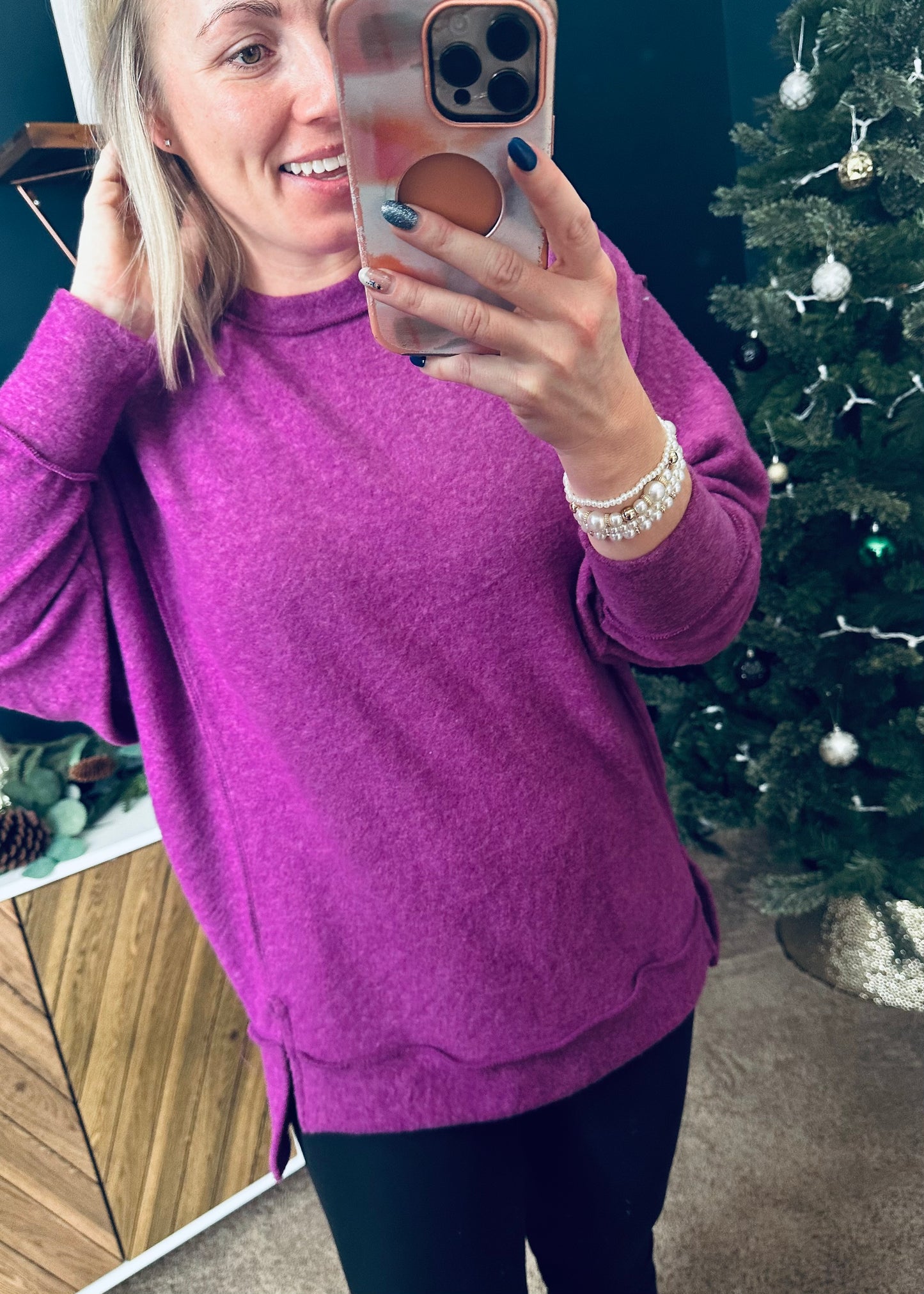 Light Plum - Brushed Melange Oversized Sweater