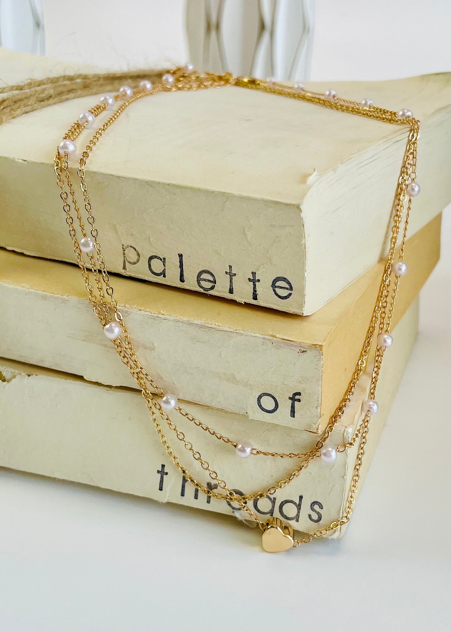 Gold Layered Pearl & Heart Necklace