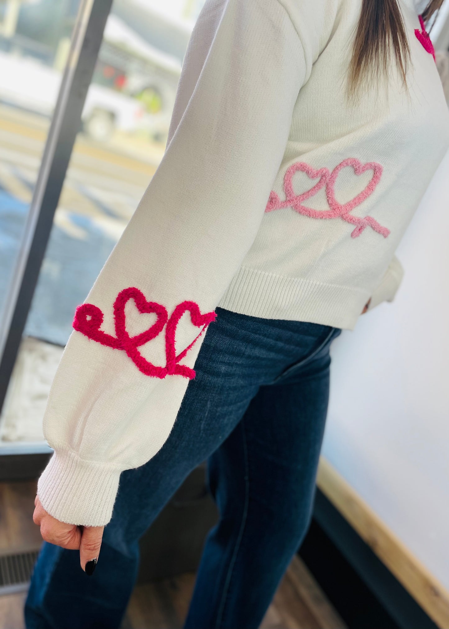 Loopy Heart Sweater - Ivory