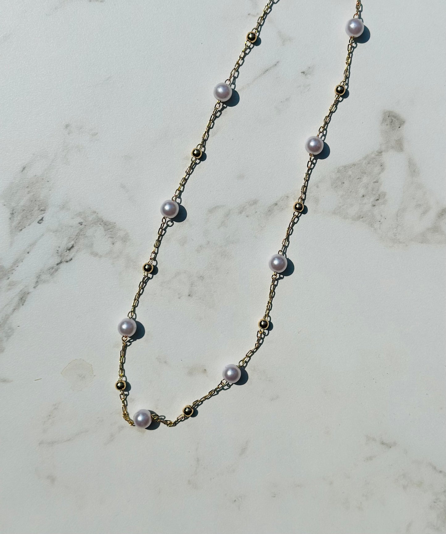 Gold & Pearl Chain Necklace