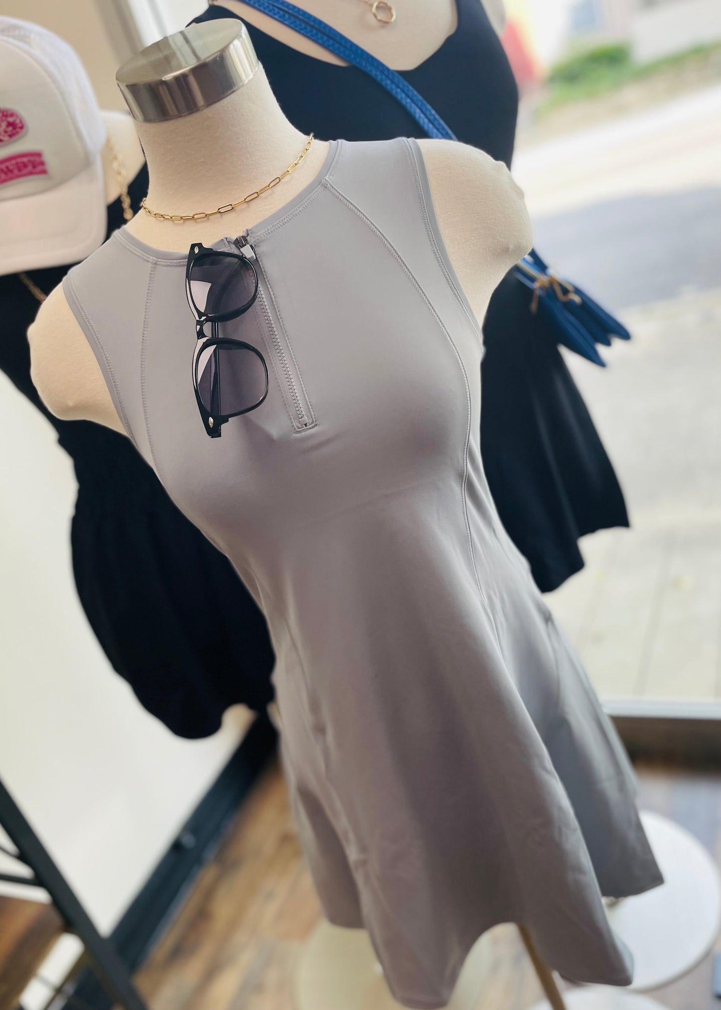 Grey- Quarter Zip Tennis Dress