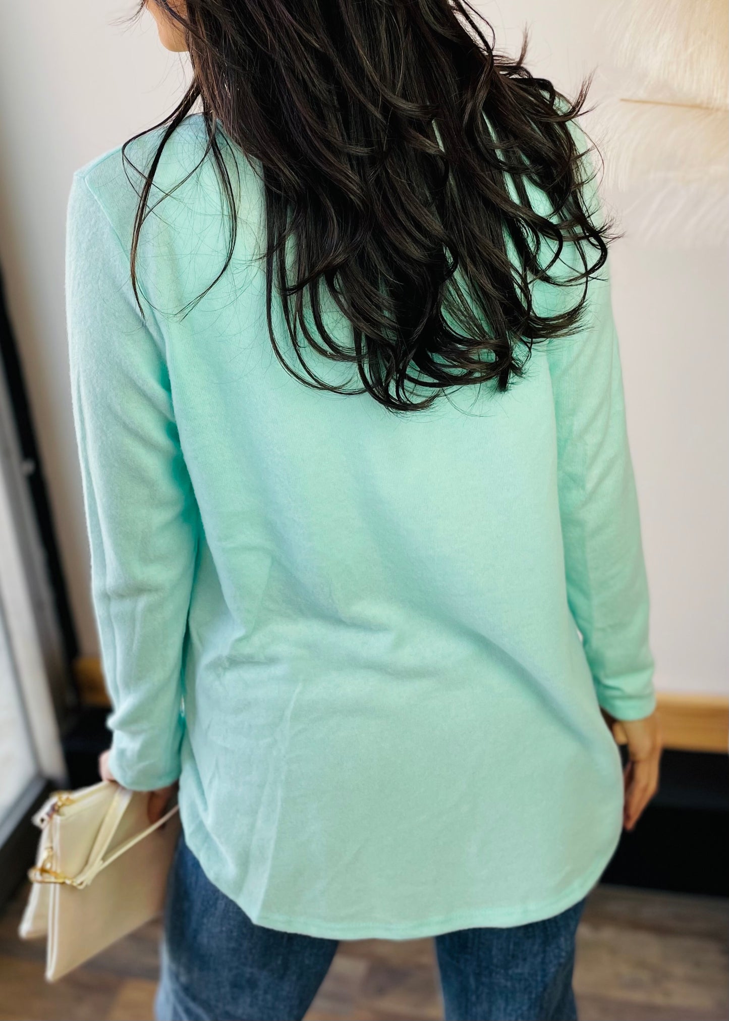 Mint Butter Soft V Neck Top