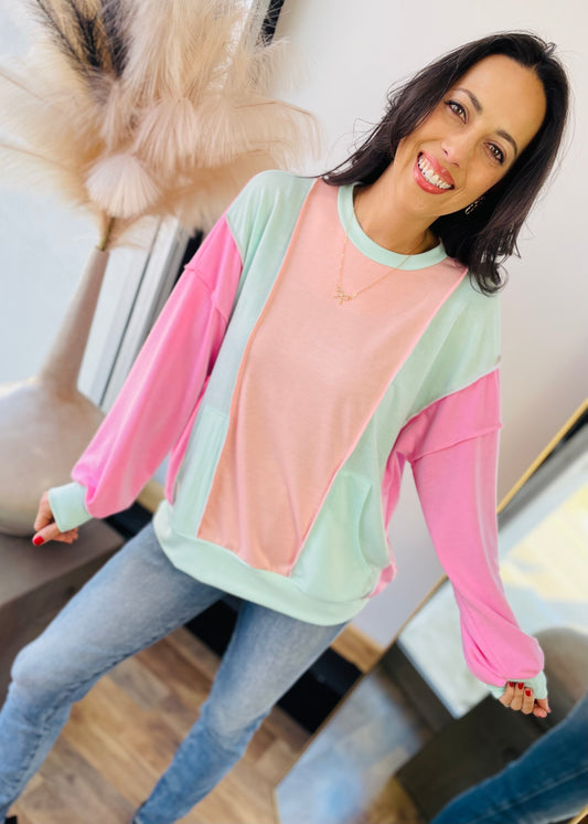 Sherbet Color Block Top