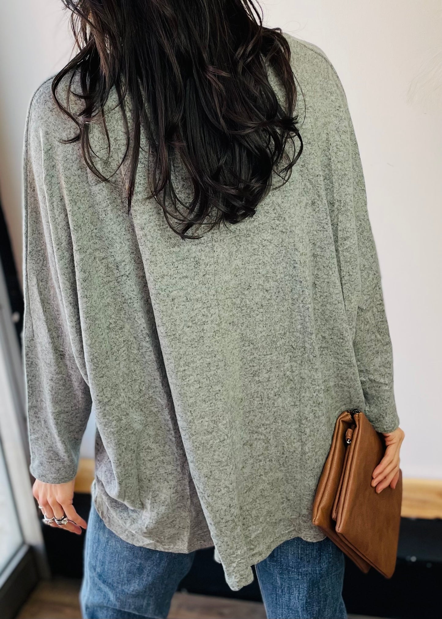 Heather Sage Brushed Oversized Tunic Top