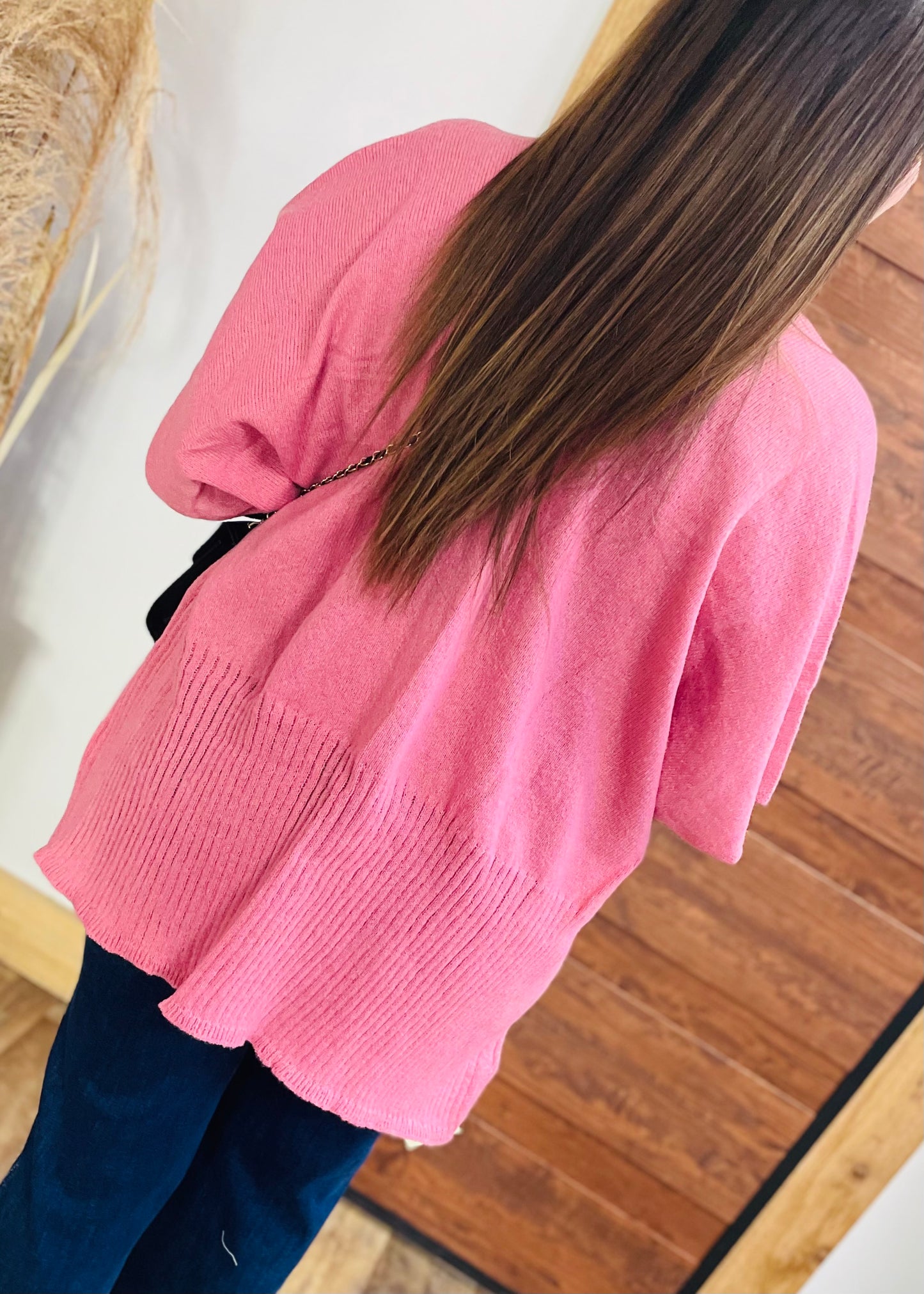 Pink Knit Vest with Pockets