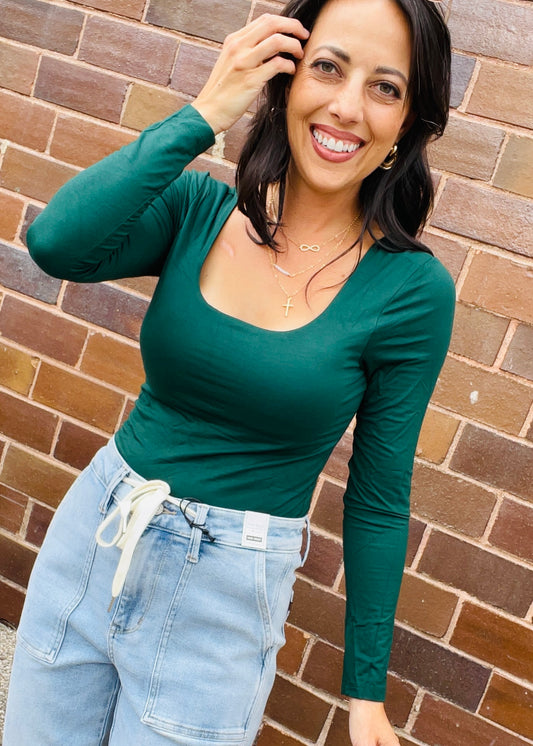 Hunter Green - Square Neck Top