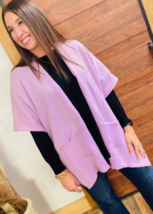 Lavender Knit Vest with Pockets