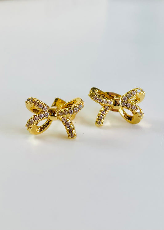 Gold Dainty Bow Earrings