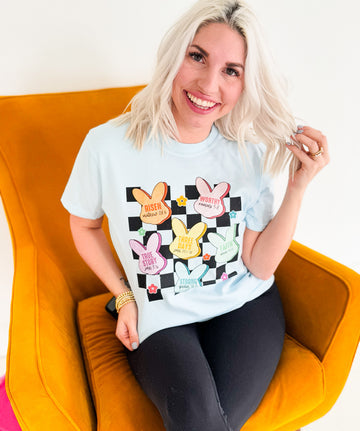 Checkered Bunny Graphic Tee - Made to Order