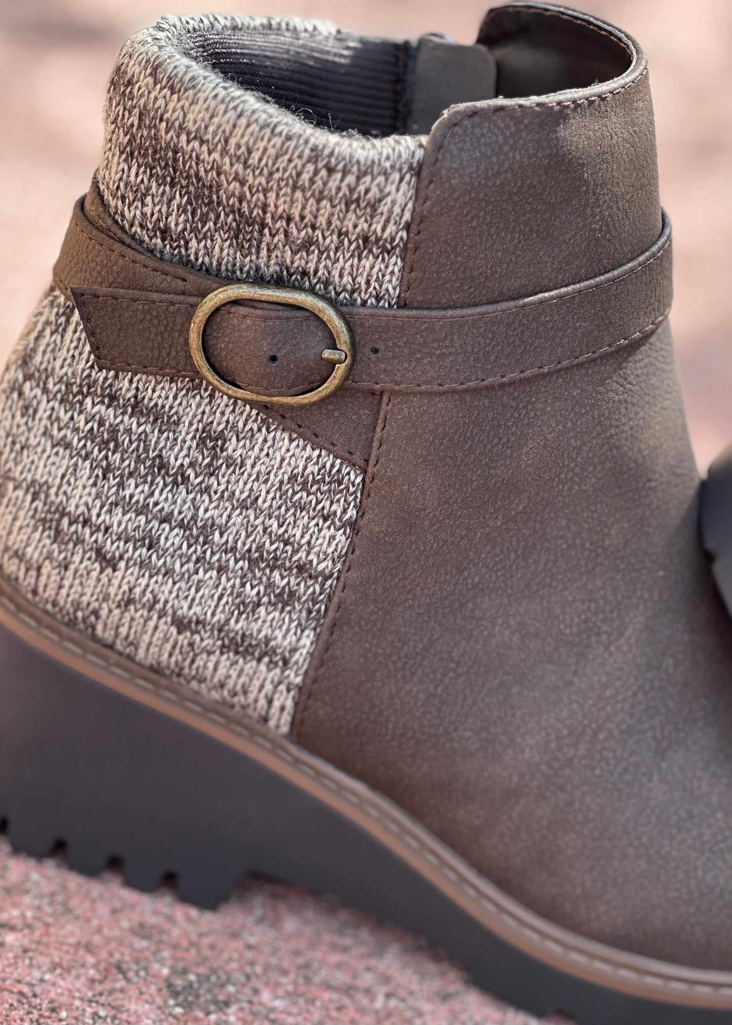 Brown Wedge Boot