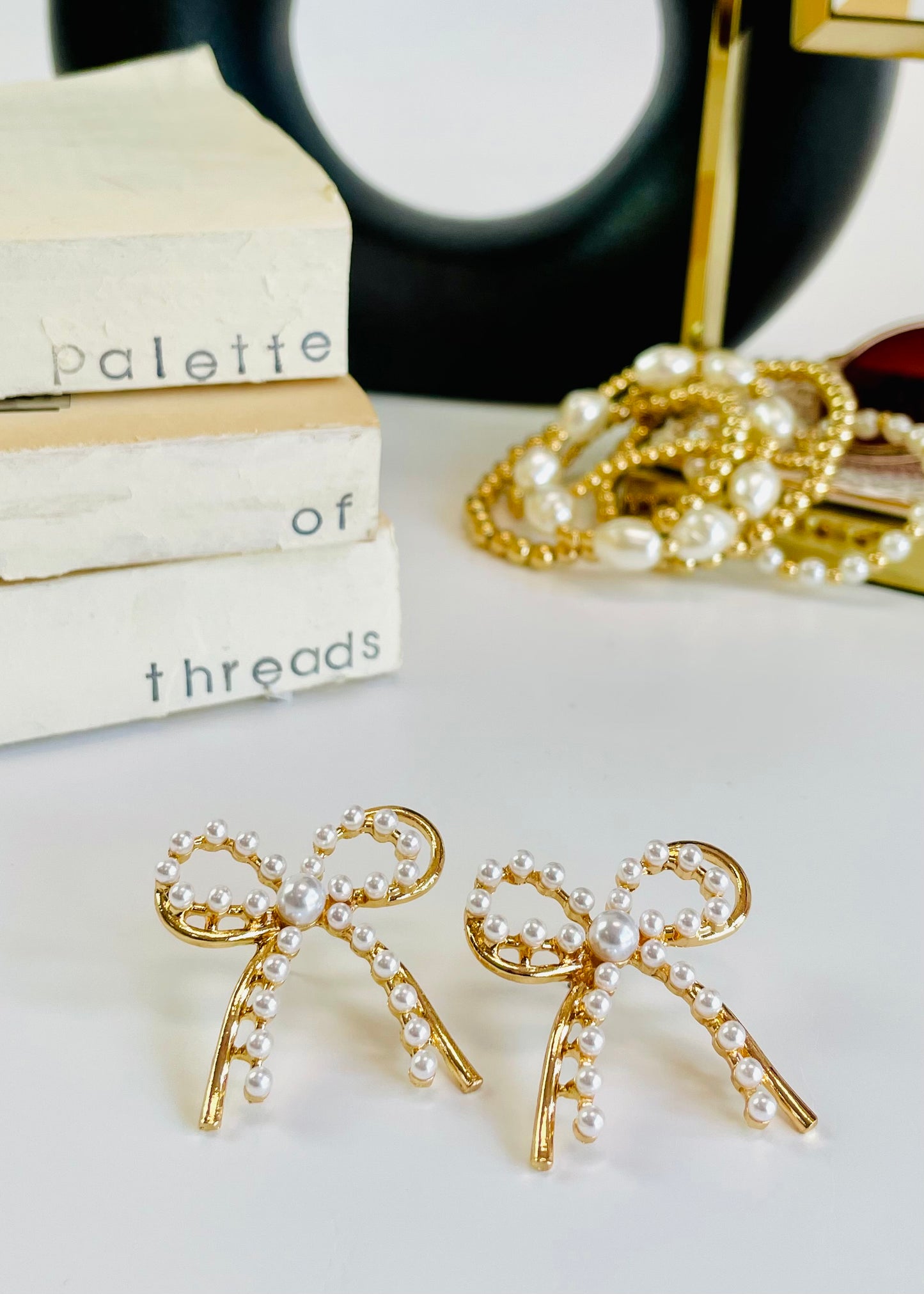 Pearl Bow Earrings