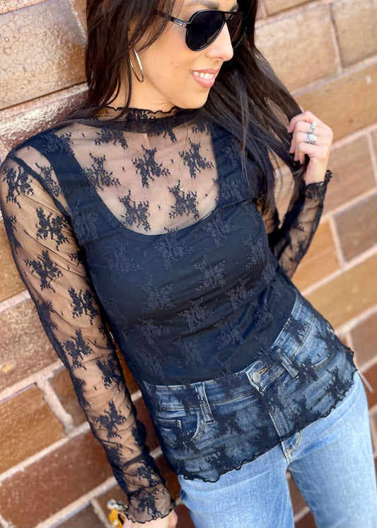 Black Lace Layering Top