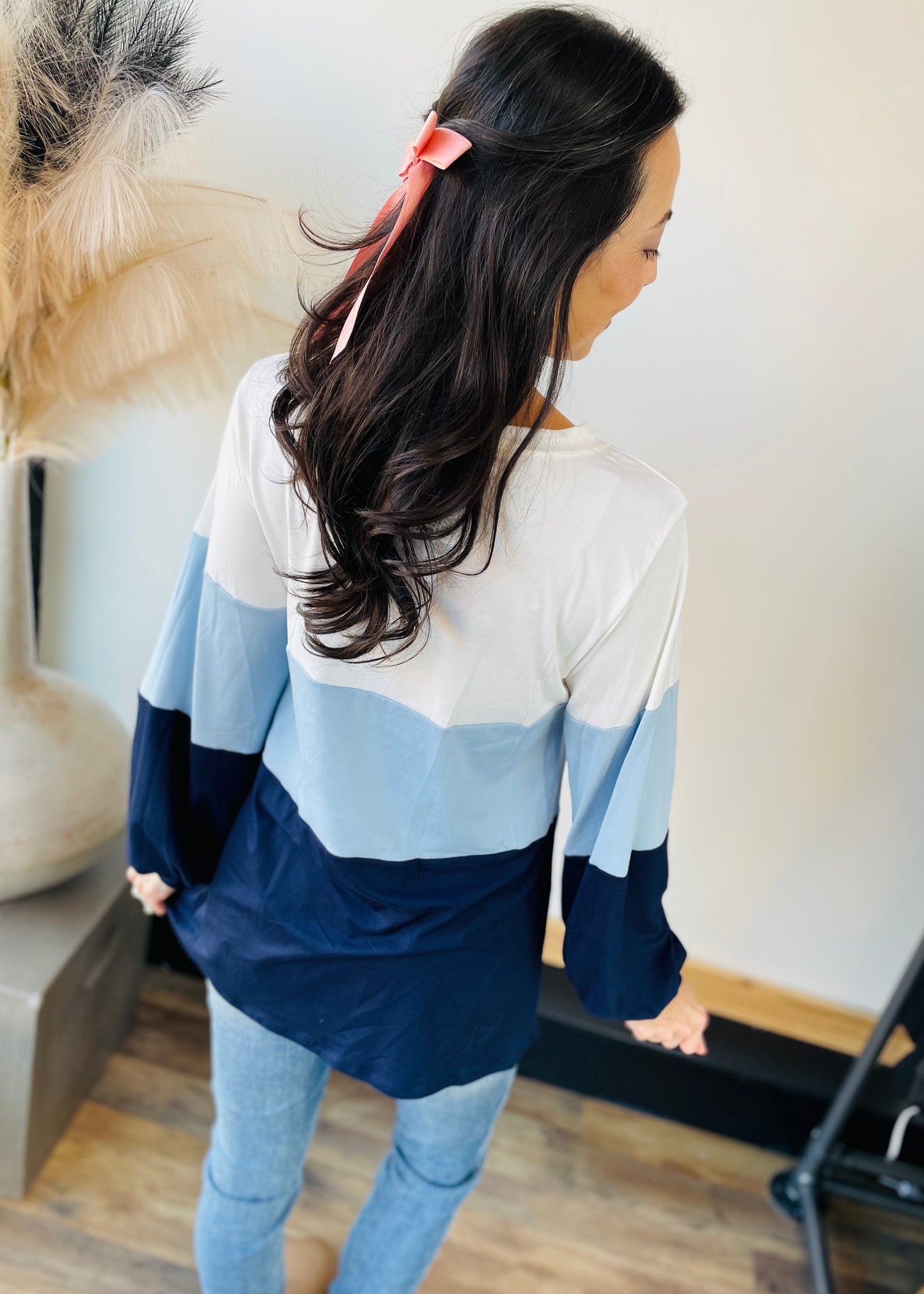 Navy Color Block Long Sleeve