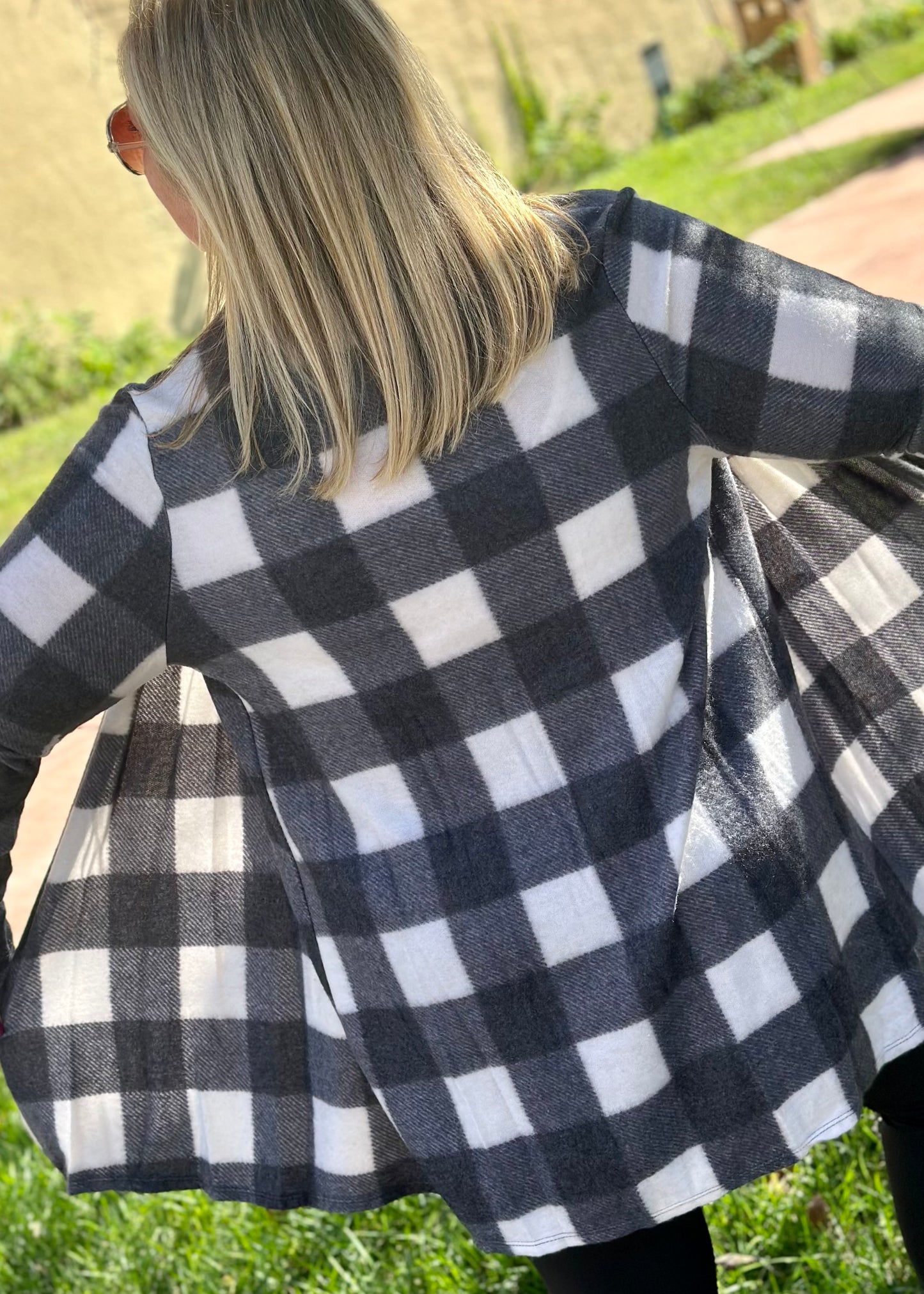 Plaid Brushed Hacci Cardigan