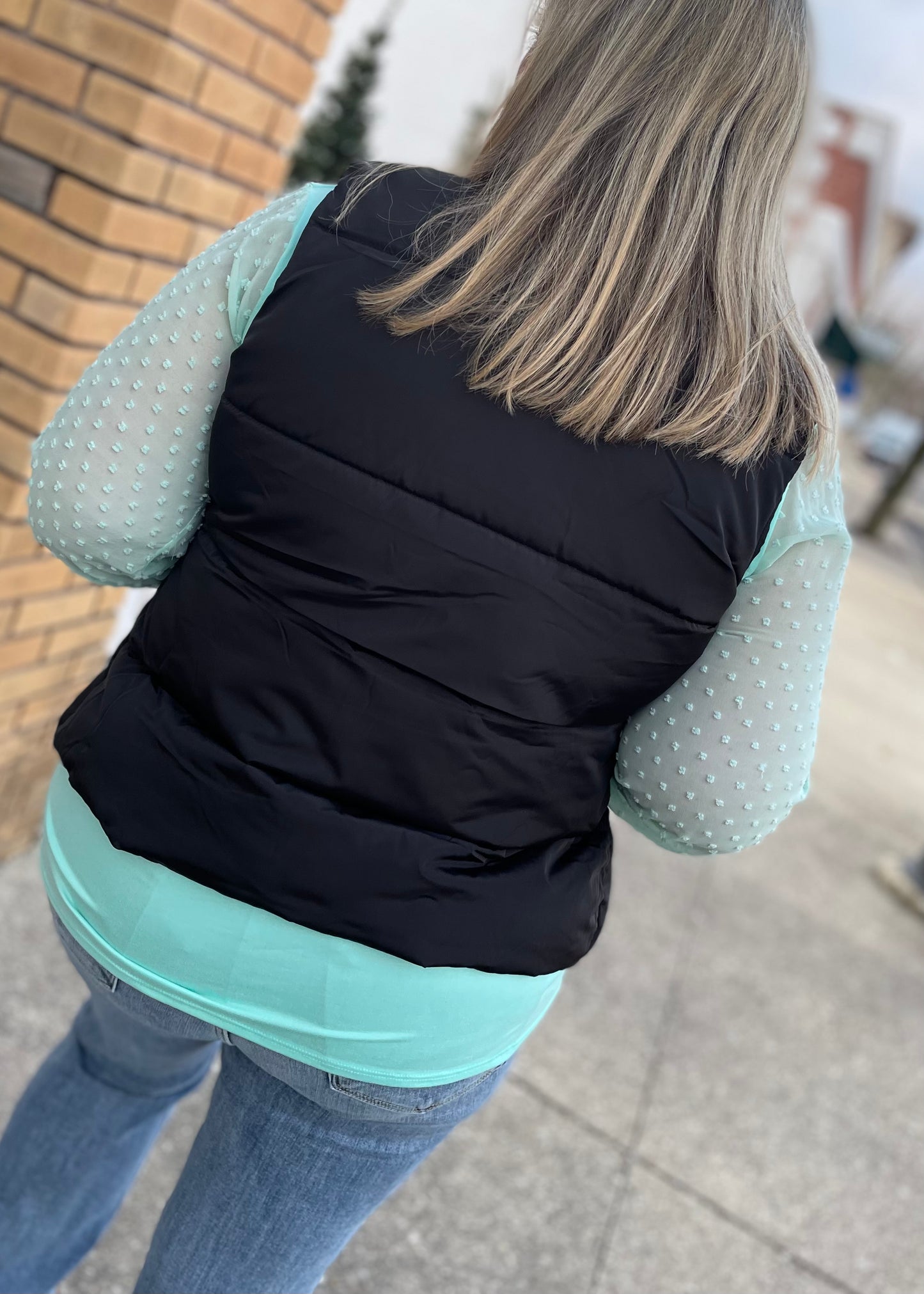 Mint - Chiffon and Swiss Dot Tunic Top